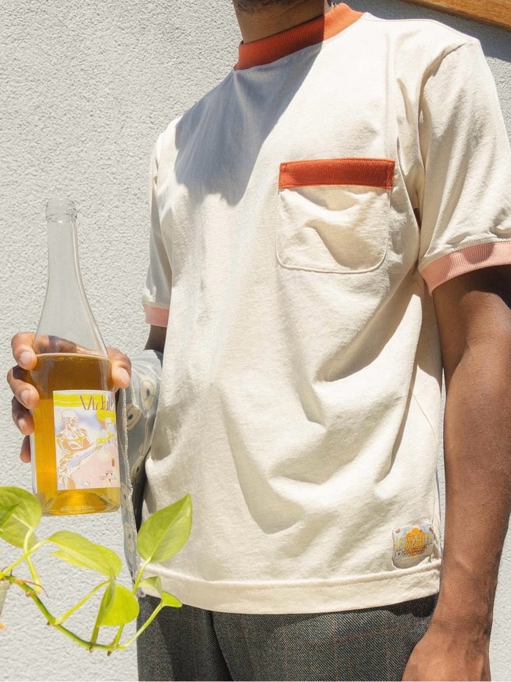 Paratodo For All Medium Ringer Two Toned Cotton USA Cream Orange Rare Unisex